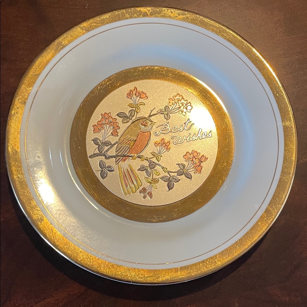 Chokin Gold and White Decorative Plate 6.6”